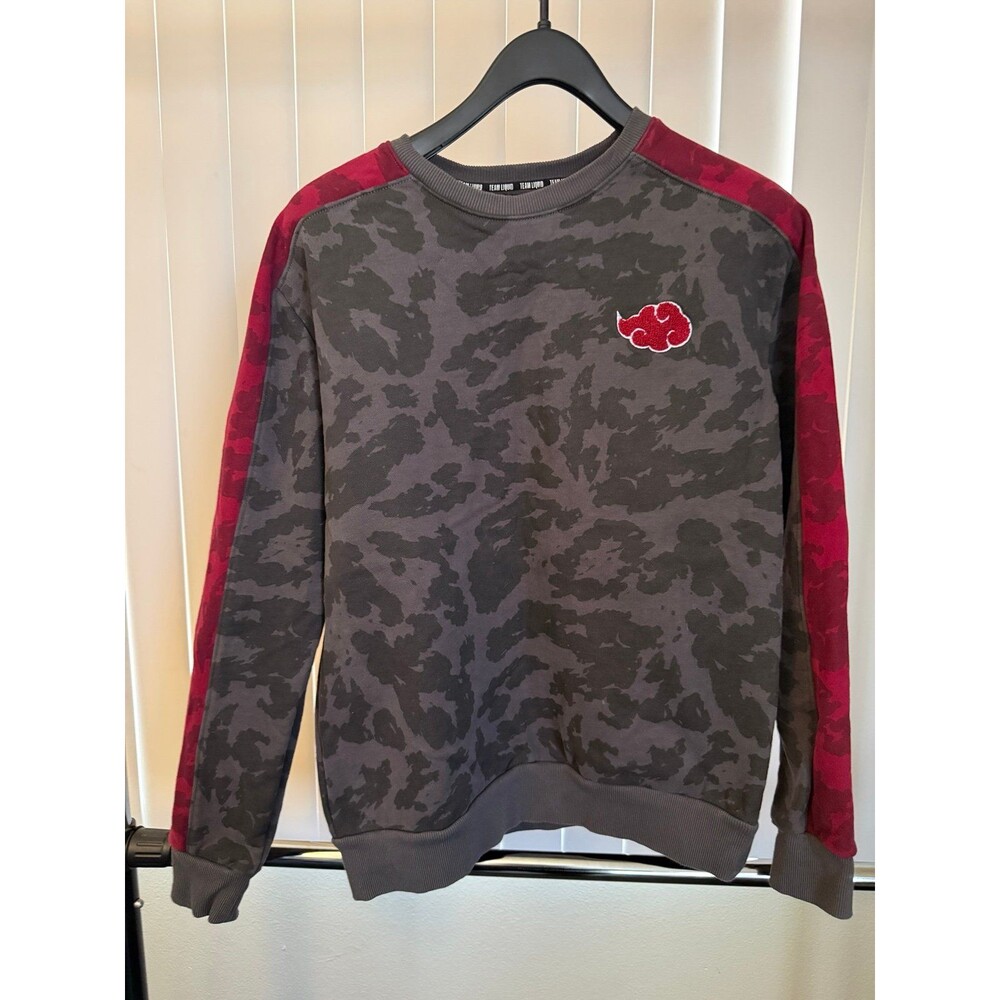 Men’s Team Liquid X Naruto Shippuden Gray/Red Camo Sweater Size Small